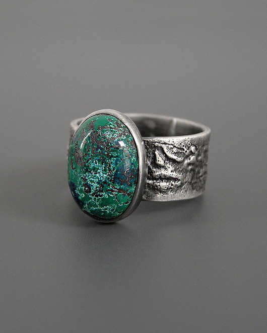 pierścionki srebrne Pierścionek Chryzokola - srebro 925, rozmiar 15