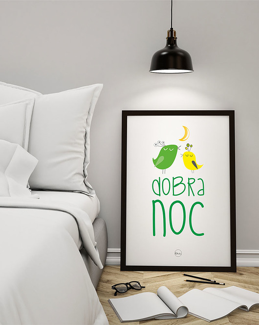 plakaty Plakat z ptaszkami. Dobranoc