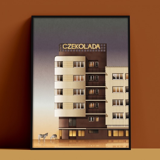 plakaty Plakat Dom WEDLA, Puławska 26, Warszawa, zeberki wedlowskie