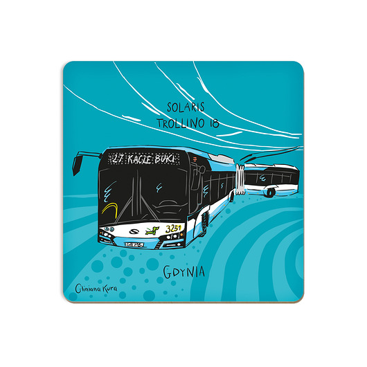 podkładki do kuchni Podkładka pod kubek Gdynia Trolejbus Solaris Trollino 18M