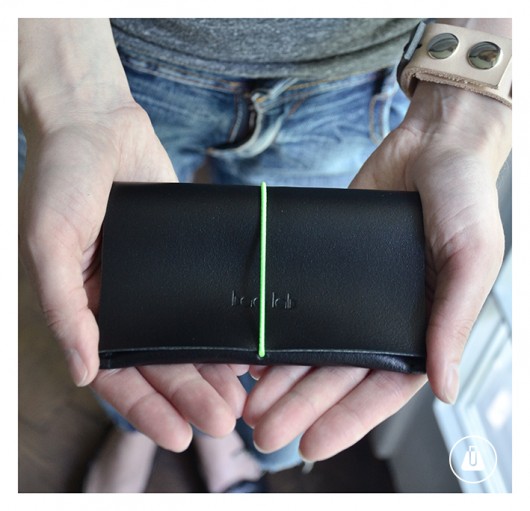 leather wallet - blackgreen bag lab