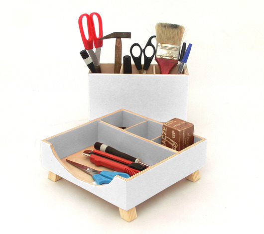  Organizer - przybornik za biurko BIAŁY Clock Wood Studio