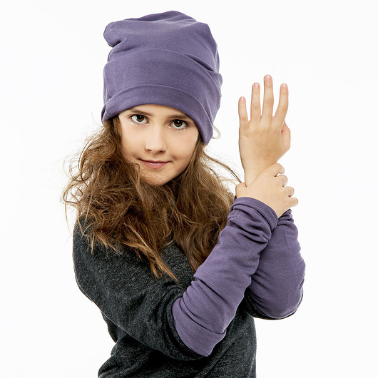 Dzianinowy Zestaw Czapka Rękawki Mitenki Purple CADOaccessories