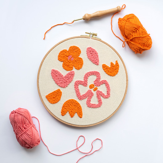 Ozdoby na ścianę Zestaw do punch needle Bloom Flowers