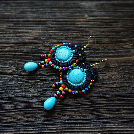 Kolorowe -kolczyki soutache Mró Soutache