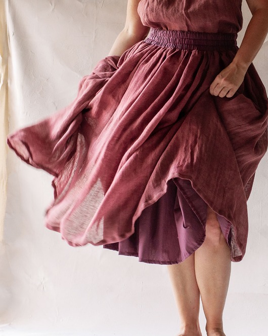 spódnice midi Lniana spódnica TUTU antyczny róż