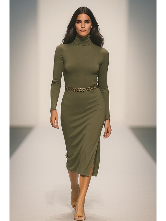 sukienki midi damskie Sukienka khaki  YY300059