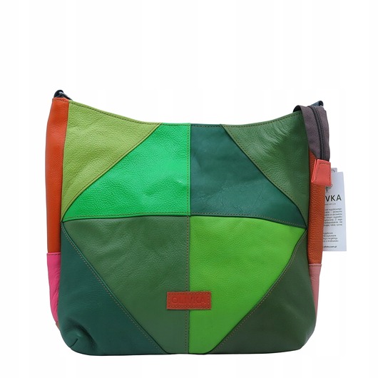 torby na ramię Torebka damska klasyczna skórzana na ramię oryginalna szeroki pasek OLIVKA