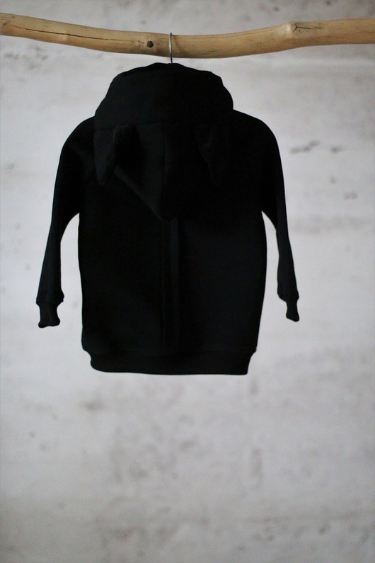 bluzy dla chłopców Bluza Czarny KOT z Uszami