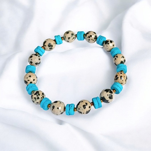 bransoletki z kamieni naturalnych JASPER collection : bransoletka na gumce : jaspis & lawa turkusowa