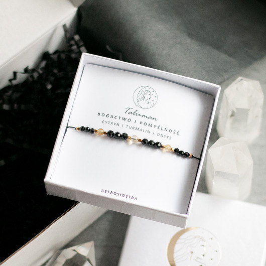 bransoletki na sznurku Bransoletka Bogactwo i Pomyślność Cytryn Turmalin Talizman Amulet