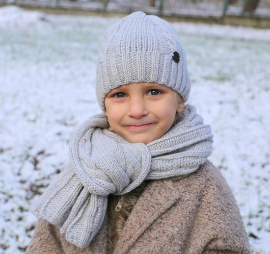 Komplet z owczej wełny czapka szalik LIGHT GREY Le petit cochonnet