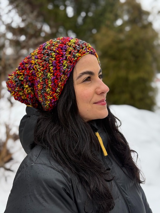 czapki damskie Kolorowa duża czapka beanie z wełną i alpaką