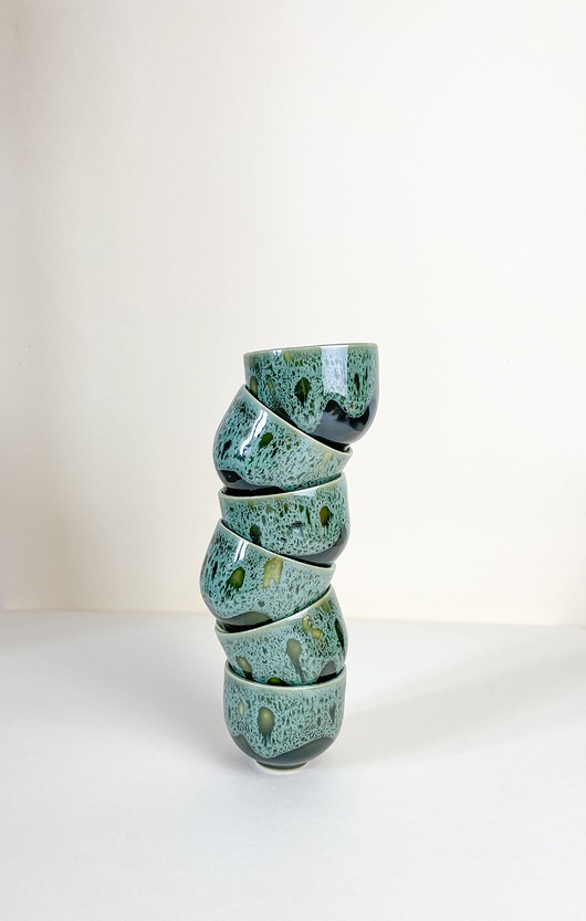 kubki i filiżanki Czarka espresso 60ml [zielona w cętki] retro vintage