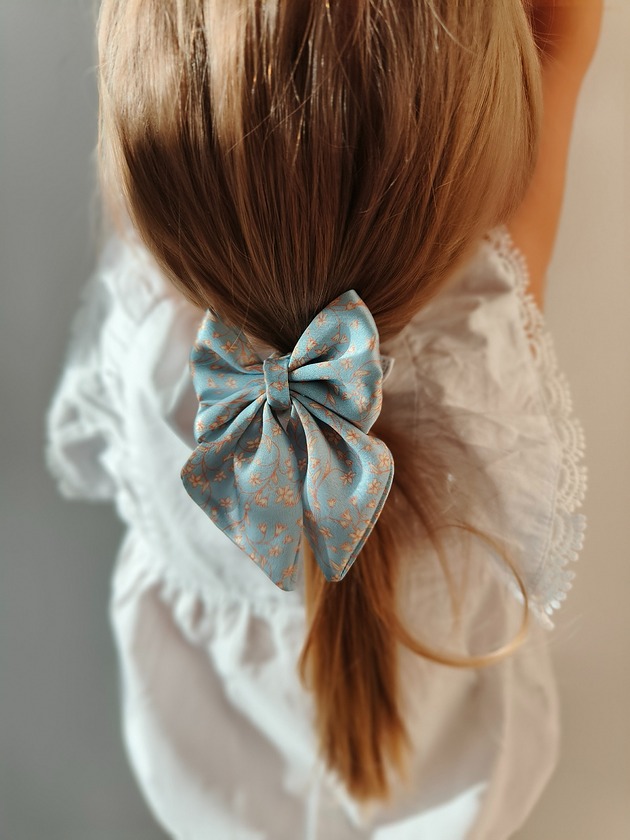 dziewczynka - inne Gumka jedwabna z kokardą MINI scrunchie morning blossom