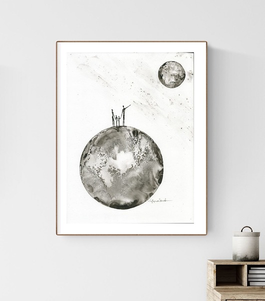 grafika 30 x 40 cm wykonana ręcznie, abstrakcja Krystyna Siwek Art