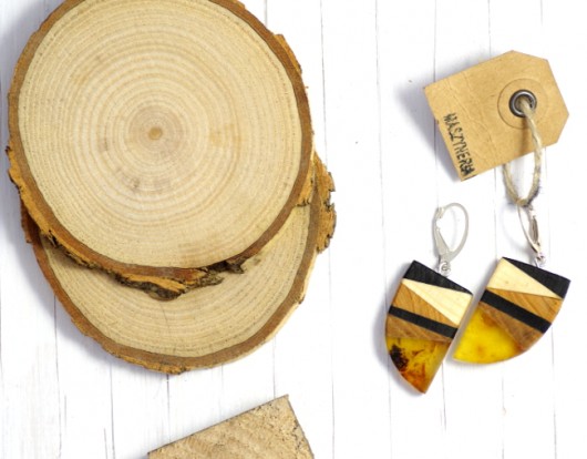 Wood&Amber Kolczyki Etno Maszyneria