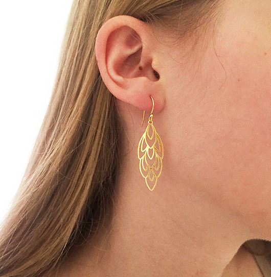 kolczyki pozłacane Długie Eleganckie ażurowe kolczyki srebro