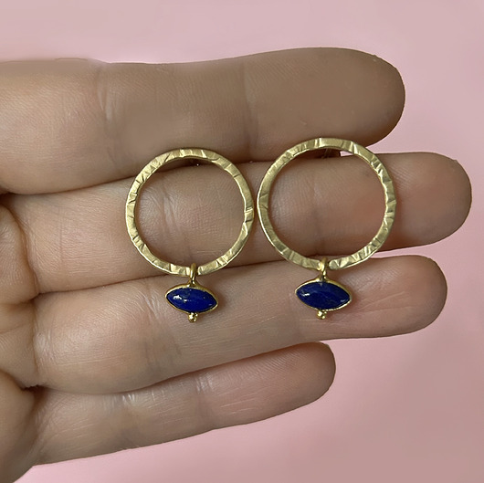 kolczyki pozłacane Kolczyki Plates Blue - srebro 925 pokryte 24k złotem