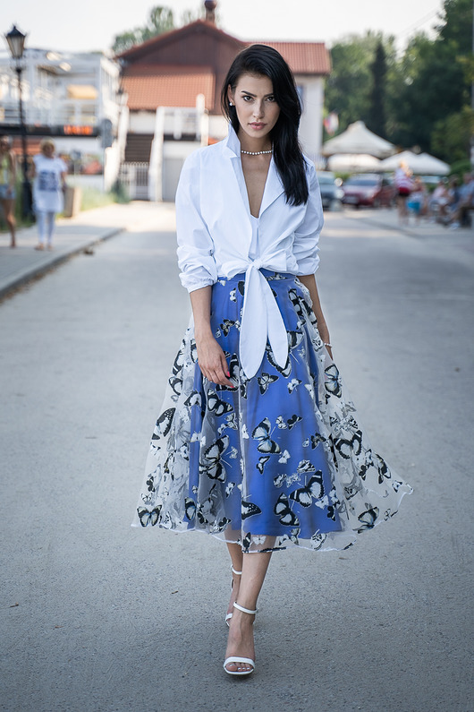 spódnice midi Zwiewna spódnica z koła w motyle