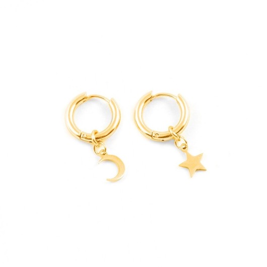 kolczyki - inne Midnight - kolczyki koła ze stali szlachetnej pozłacanej