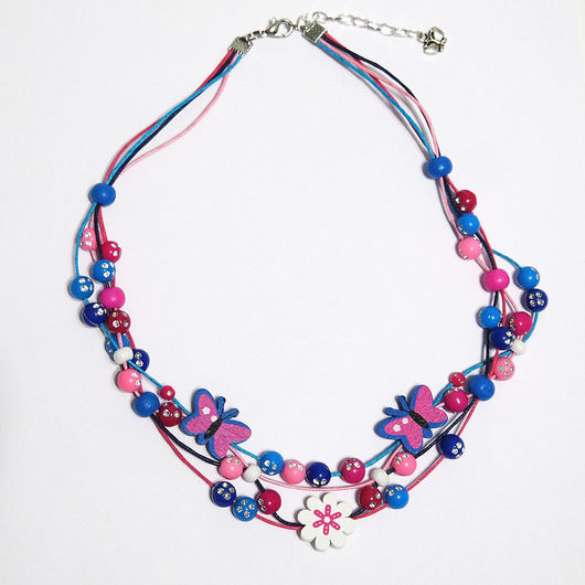 korale Naszyjnik - Kwiat, motyle - sznureczki - dla dzieci