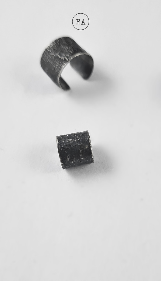 nausznice Nausznica na ucho srebro CARBON