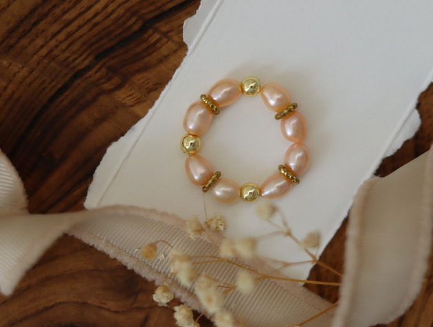 pierścionki - różne Pierścionek perła różowa