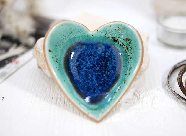 pojemniki na biżuterię Ceramiczna miseczka na obrączki, biżuterię - laguna