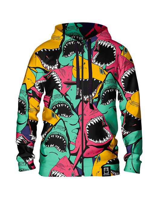 bluzy męskie Męska Bluza Expres Zamek DR.CROW Angry Sharks
