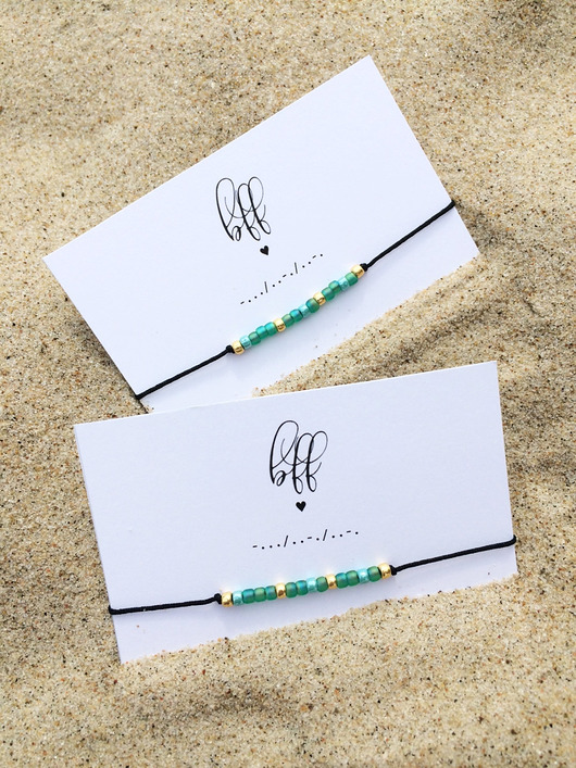 bransoletki na sznurku Zestaw BFF - bransoletki z alfabetem Morse'a