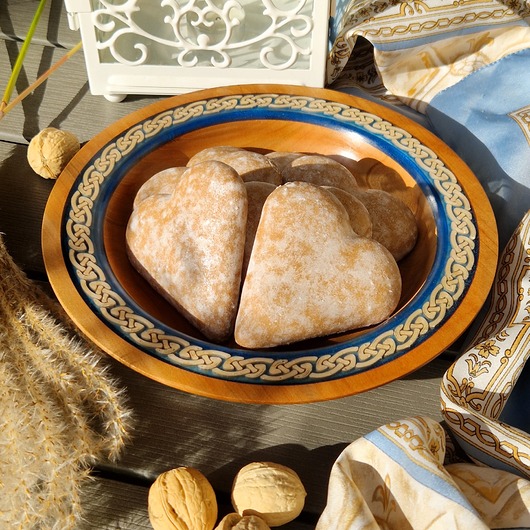 talerze, miski Drewniany talerz z motywem celtyckim