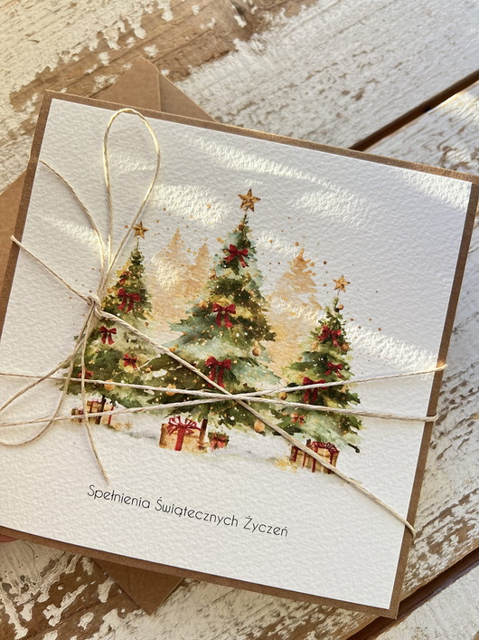 kartki świąteczne Kartka świąteczna ręcznie robiona na Boże Narodzenie choinka 1