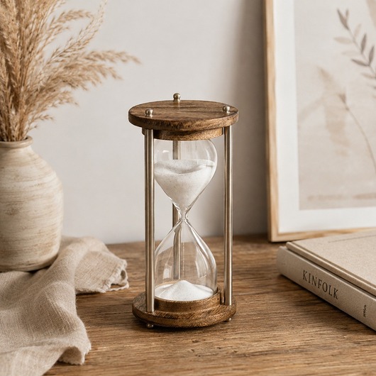 figurki i rzeźby Klepsydra TIMEGLAS drewno mango 16x8 cm