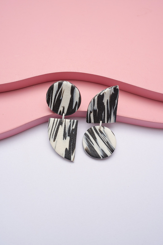 kolczyki z masy plastycznej Asymetryczne geometryczne sztyfty