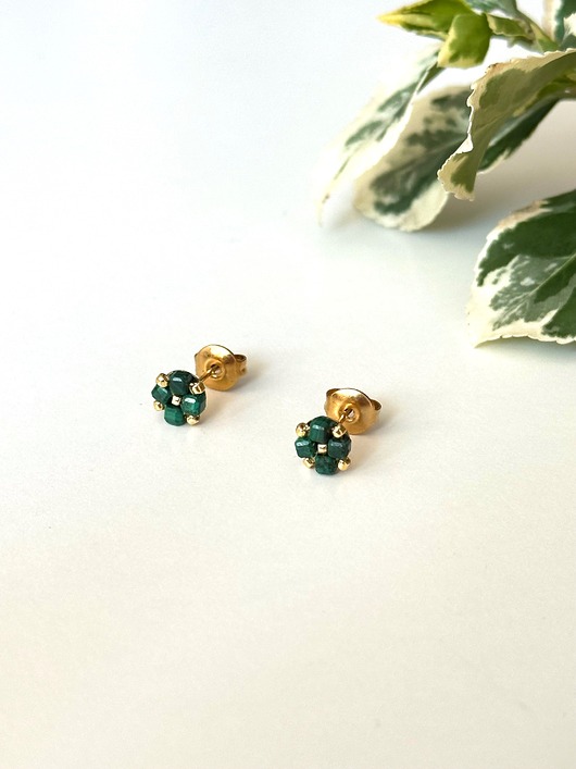 kolczyki z kamieniami Kolczyki sztyfty malachit