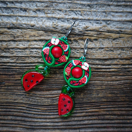 kolczyki soutache Owocowe letnie kolczyki soutache