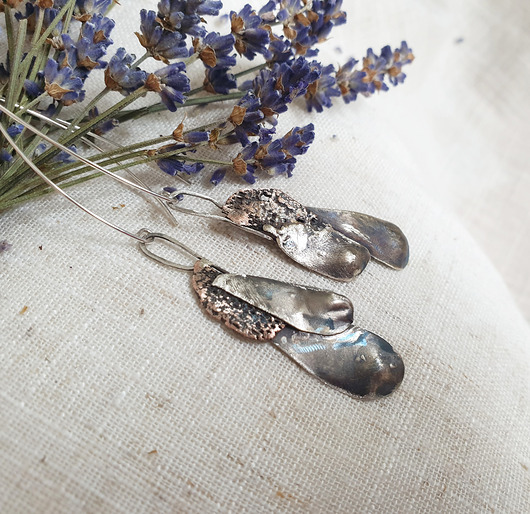 kolczyki srebrne Kolczyki artystyczne srebrne oksydowane