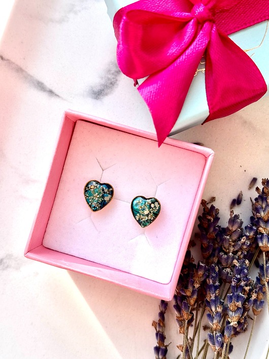 kolczyki z żywicy Kolczyki dzika marchew na turkusie