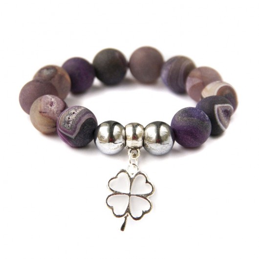 agat DRUZY mrożony PURPLE & koniczynka kaktusia