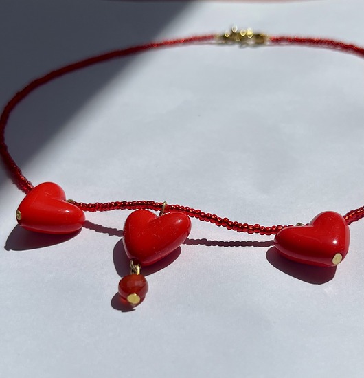 chokery Choker z agatem i serduszkami