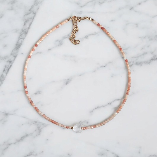 chokery Choker z serduszkiem: awenturyn łososiowy i kryształ górski