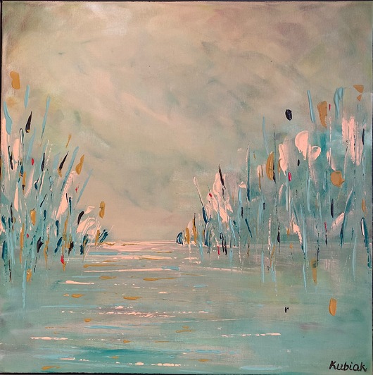 obrazy Rozlewisko / obraz strukturalny by Magda Kubiak 50x50 cm oryginał