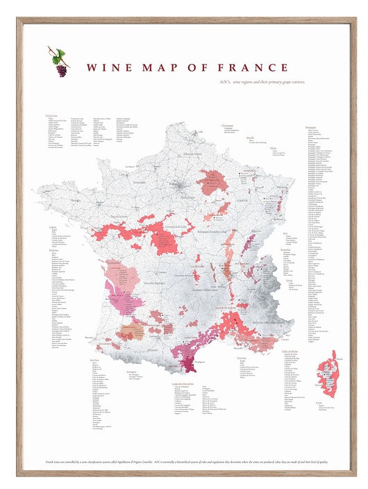 plakaty WINO Francja regiony winiarskie plakat mapa