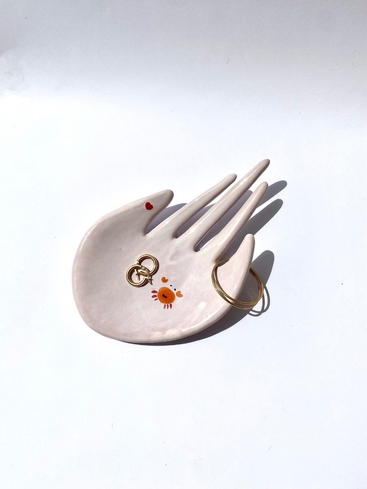 pojemniki na biżuterię Ceramiczna Dłoń Podstawka na Biżuterię Lolipop z Rakiem