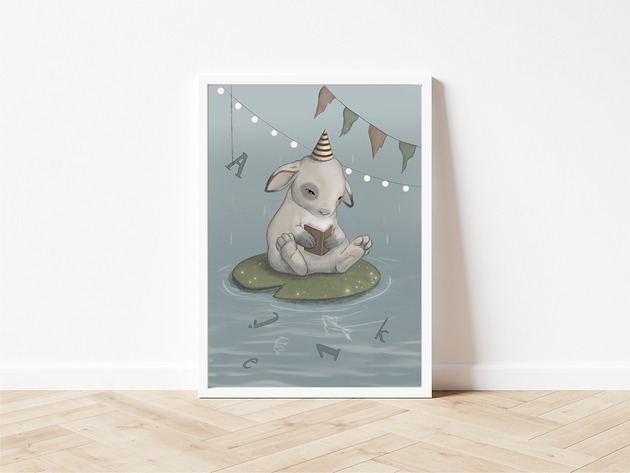 obrazy i plakaty do pokoju dziecięcego Reading Bunny - plakat do pokoju dziecka