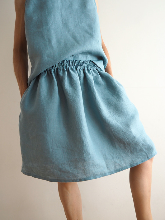 spódnice midi Lniana spódnica z  kieszeniami MEW