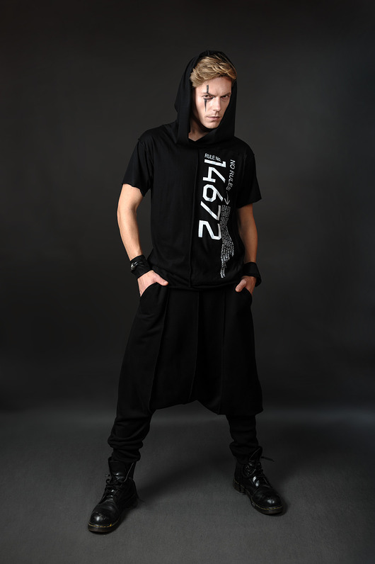 spodnie męskie Czarne wygodne spodnie baggy  unisex KAZE Winter