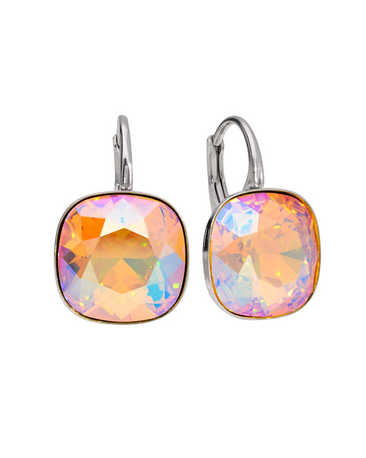 Srebrne kolczyki kwadrat błyszczący Swarovski KOM Biżuteria