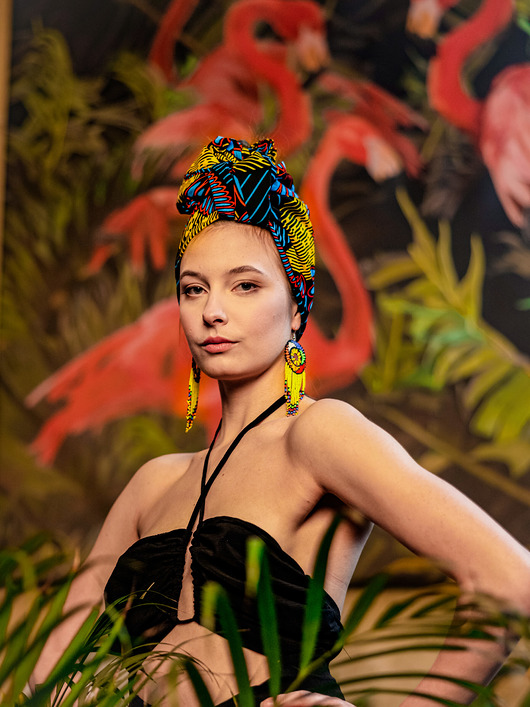 szale damskie Chusta na turban Banana Flower